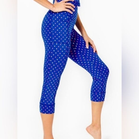 Lilly Pulitzer Royal Blue Luxletic Weekender High Rise UPF 50+ Crop Legging - Picture 3 of 11